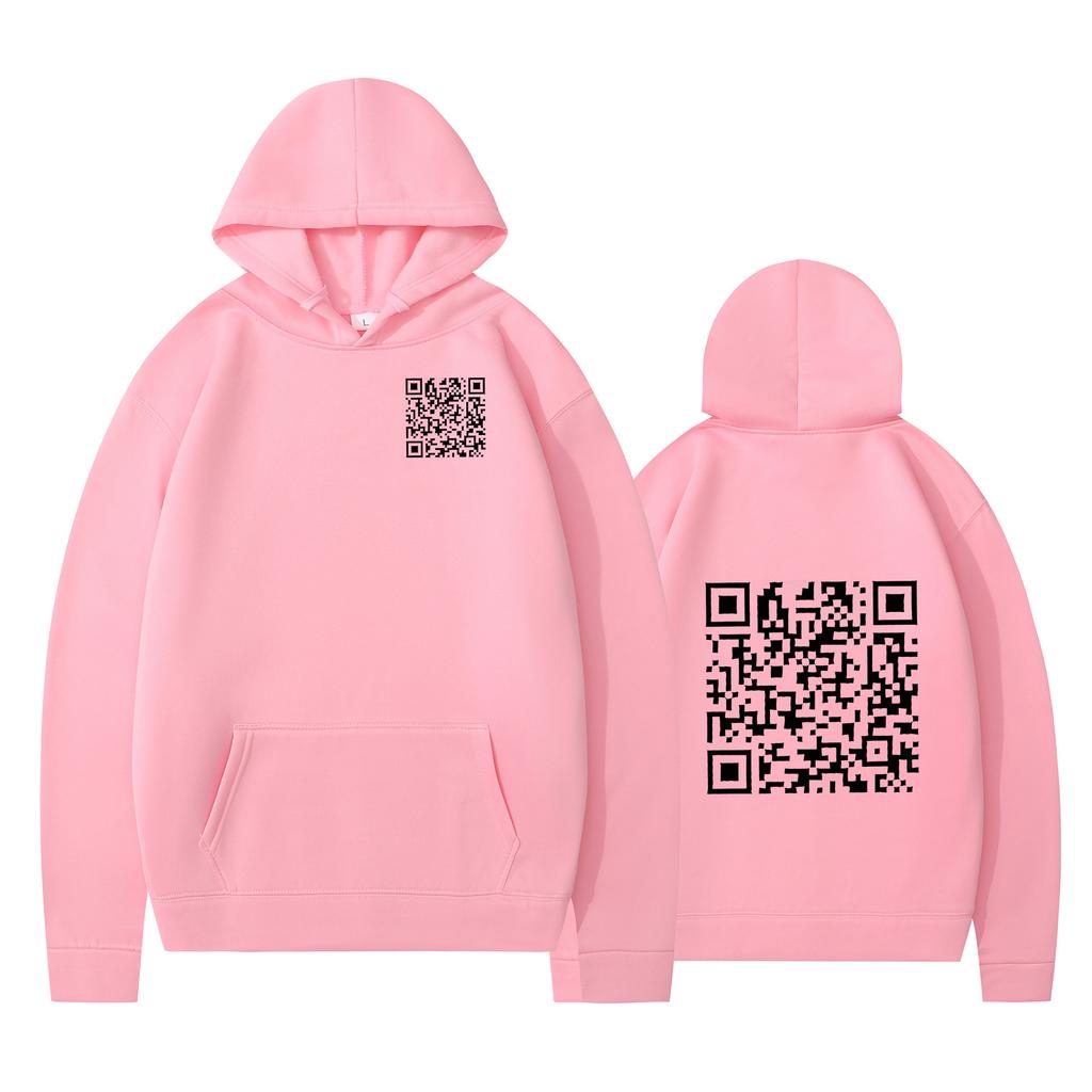 Cross-border hoodies, new printed styles, QR code scans, loose men's and women's hoodies