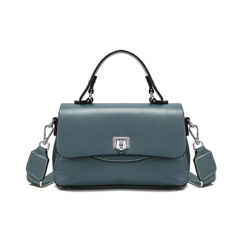 Women's Genuine Cowhide Leather Solid Color Crossbody Bag For Ladies Casual Handbag Luxury Female Messenger Bag Accessories