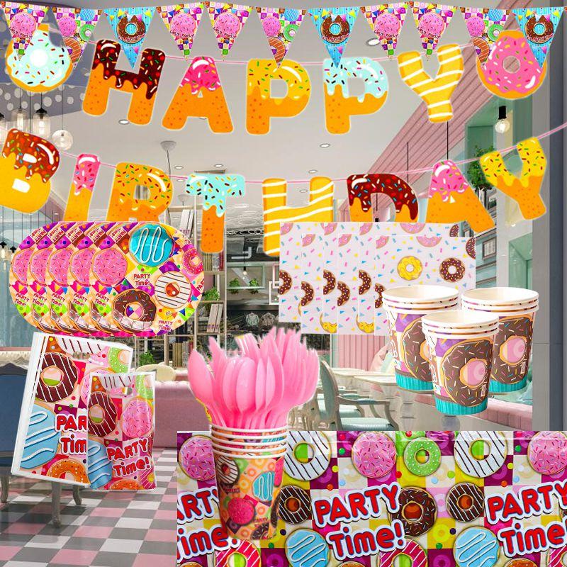 Delightful Donuts Theme Party Supplies For Kids Birthday With Plates Cups And Decor