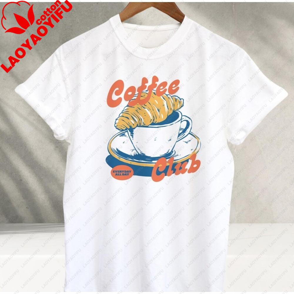 Coffee Club Vintage Unisex Tshirt Retro Coffee Lover Tee Cafe Aesthetic Shirt Y2k Espresso Graphic Top Trendy Foodie Gift Idea
