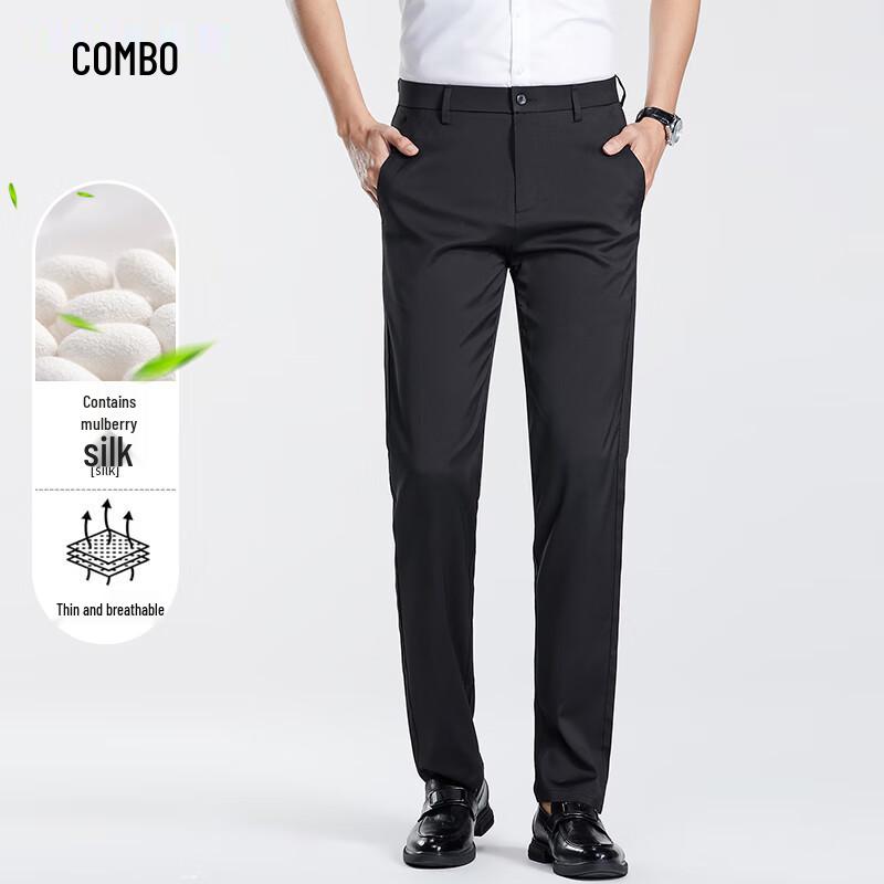 Men's Modal Silk Blend Straight Business Casual Trousers