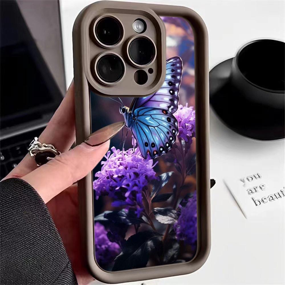 Мягкий чехол из ТПУ с ангельскими глазками для Samsung A05 A04 A10 A30 A13 A23 A53 A14 A24 A34 A54 A15 A25 A35 A55 S20 S23 FE S24 Ultra Ae64 с изображением бабочки и цветка