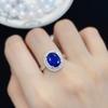 POMOiii Винтажные новые темпераментные синие овальные кольца, персонализированные открывающиеся кольца для женщин, циркон, свадебные, помолвочные, вечерние, изящные ювелирные изделия, подарок
