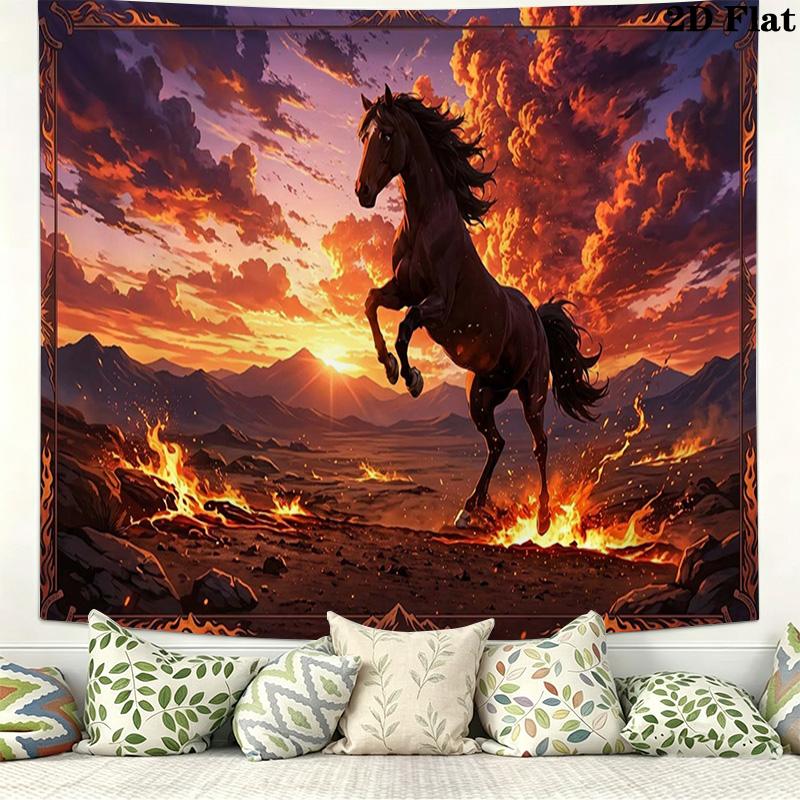 Horse Wall Tapestry Aesthetic Wall Hanging Printed Fabric Blanket Decorative Tapestries for Bedroom Living Room Home Decor