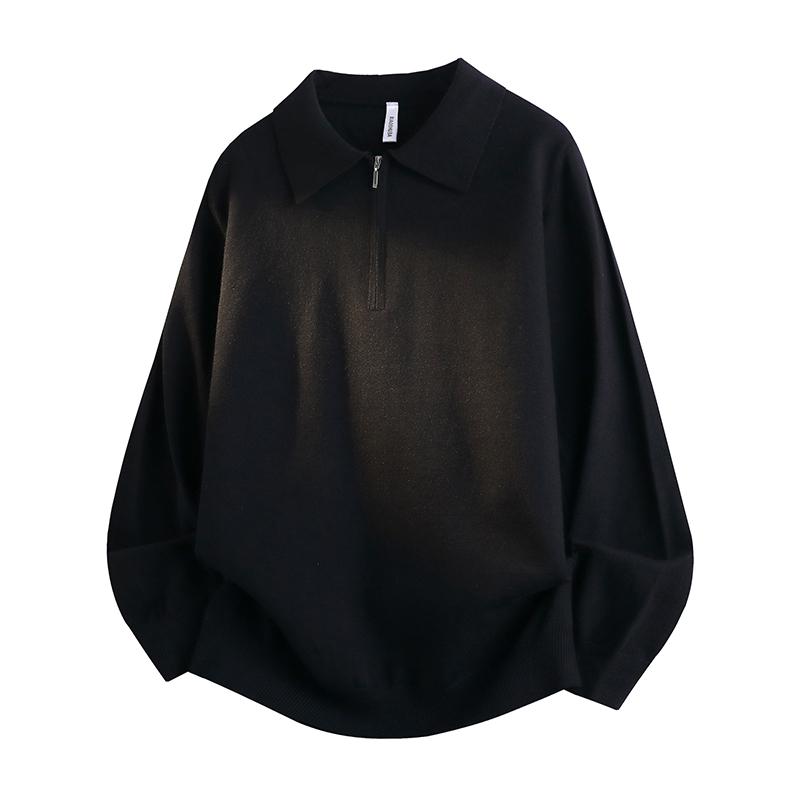 Men's Half Zip Polo Collar Knit Sweater Slim Fit Casual Long Sleeve Top