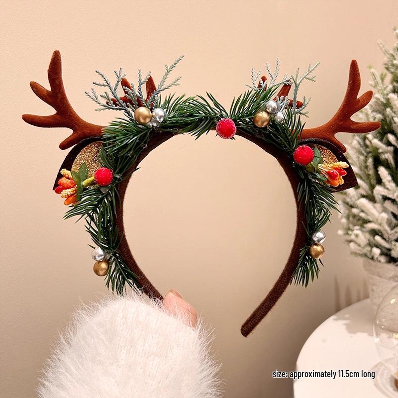 Christmas Reindeer Antler Headband - Plush, Cute Hair Accessory for Girls’ Holiday Costume