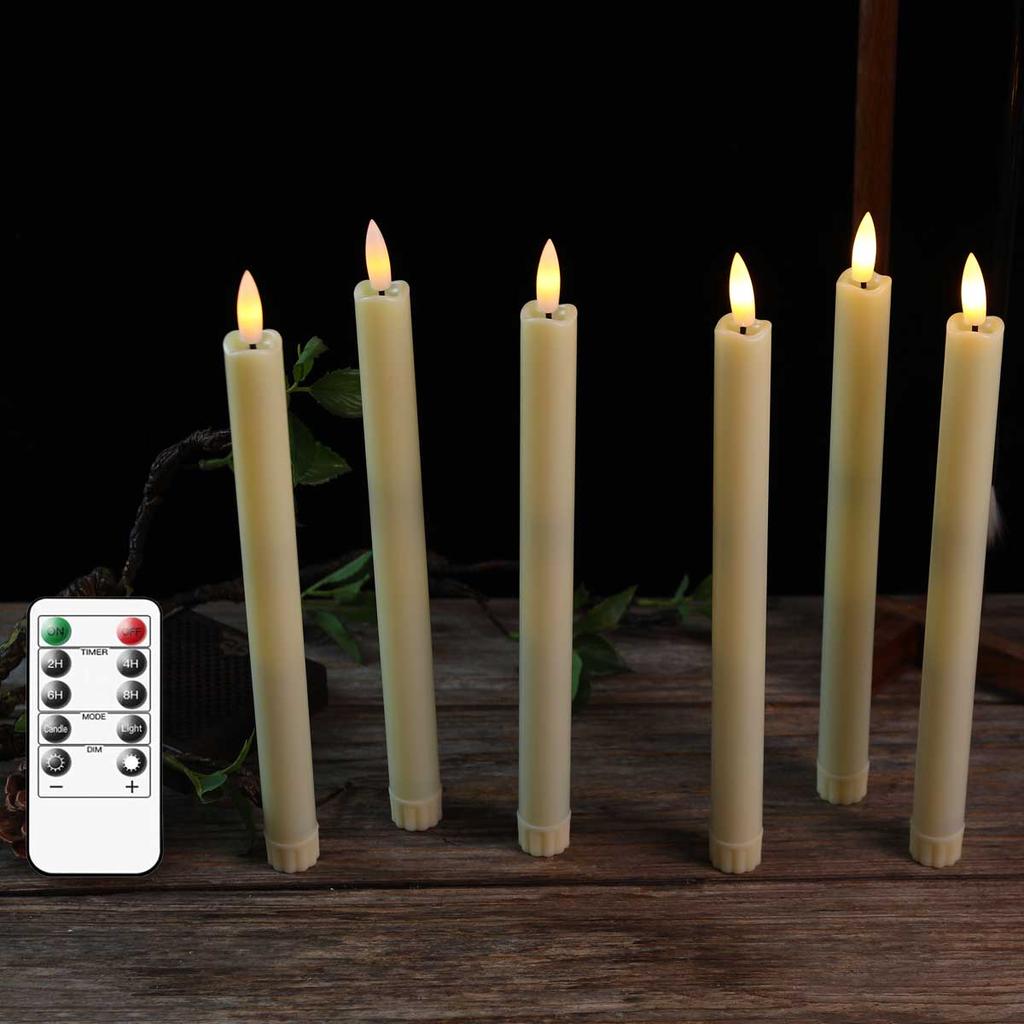 3 or 6 Pieces Short Or Long Flameless Wedding Decorative Taper Candles,6.5 /10 Inch Battery Powered Christmas Home Decoration