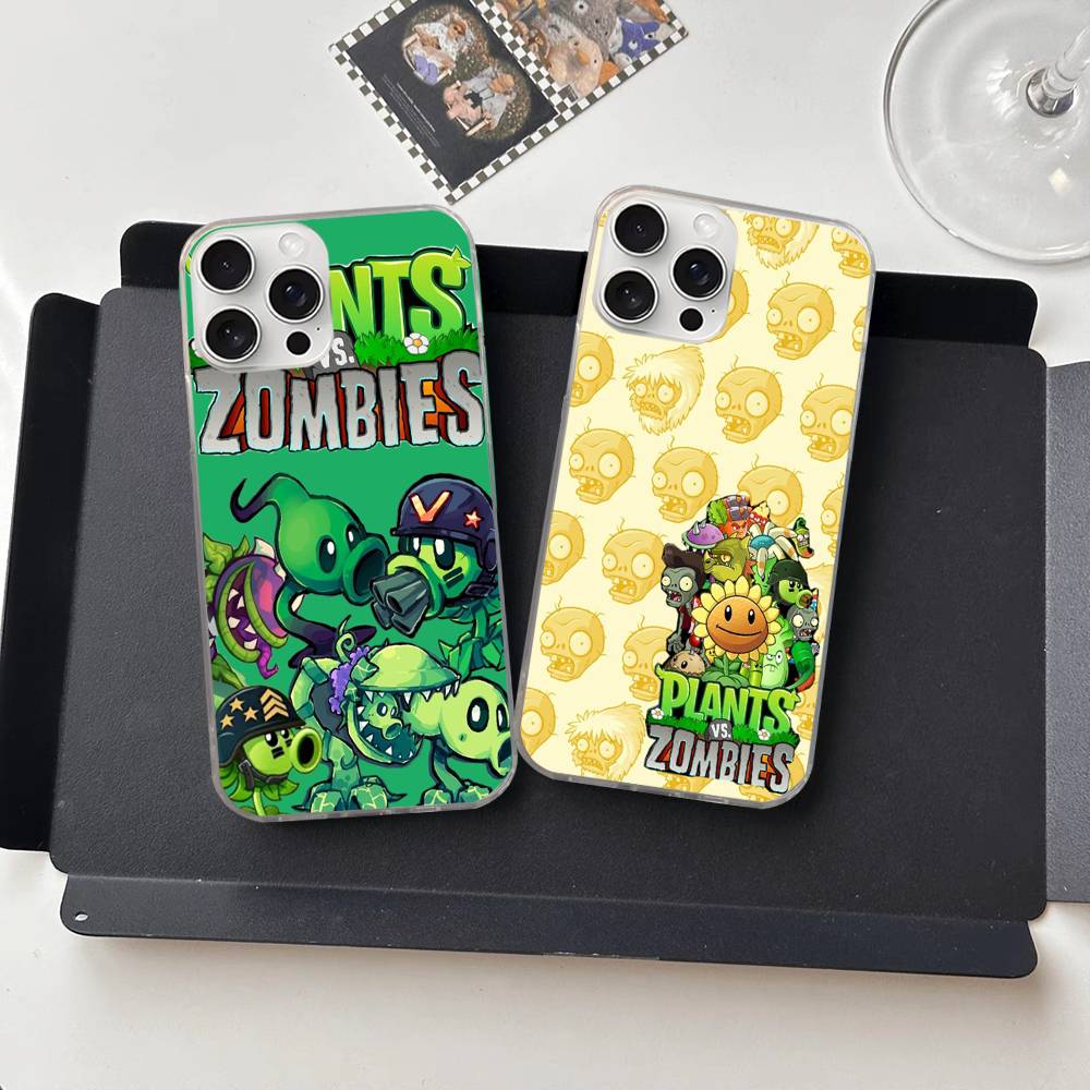 Чехол для телефона Plants Vs Game Z-Zombies для iPhone 11 12 13 14 15 16 17 Plus Pro Max Сатиновый Лазерный Глянцевый Чехол