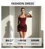 Special for light luxury sequins, sexy suspender hip skirt, square neck fish bone shaping, slim-fitting dinner party dress