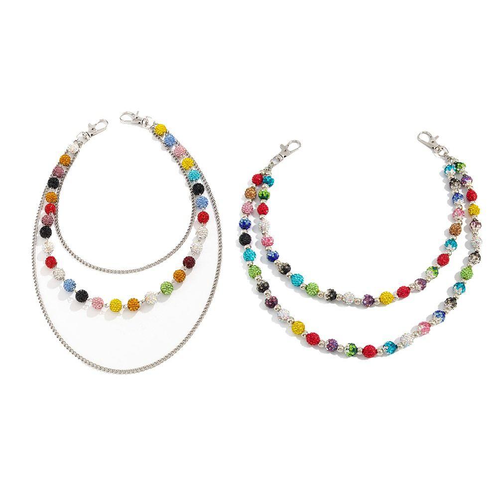 Gothic Punk Belt Chain Jeans Chain Pants Chain Punk Colorful Rhinestone Bead Waist Chain  Male