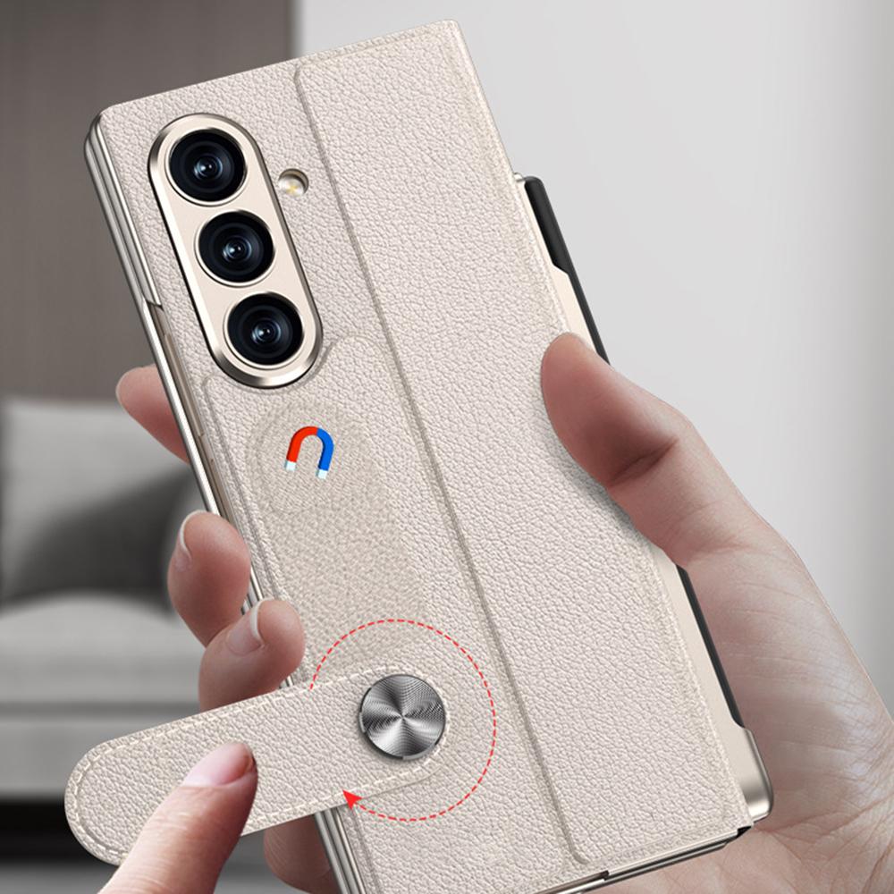 GKK Чехол для Samsung Galaxy Z Fold7 5G со слотом для стилуса, Жесткий ПК+ПУ+Закаленное стекло, Чехол для телефона