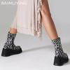 Leopard Platform Women Ankle Boots Fad Wedges High Heels Leather Shoes 2025 Trend Designer Goth Winter Motorcycle Botas De Mujer