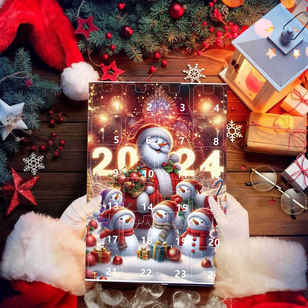 Рождественский календарь обратного отсчета. 24 симпатичных акриловых подвески в виде снеговиков. Рождественские елочные украшения, которые подойдут для семьи и друзей в праздничный сезон.