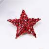 Blucome Christmas Brooch Full Red Five-pointed Star Corsage for Women Kids Sweater Hijab Pins Casual New Year Gifts