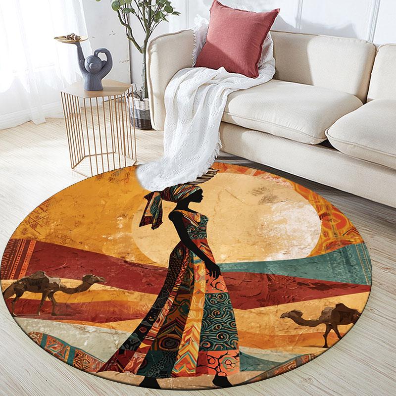 Tribal Art pattern round rug,Carpet Rug for Living Room Bedroom Playroom ,Non-slip Floor Mat,Holiday Gifts and Birthday Gifts.