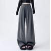 Autumn and Winter Fashion Loose Drape Straight Pants New Casual Solid Color Drawstring Wide-leg Long Pants High Waist Trousers 2394