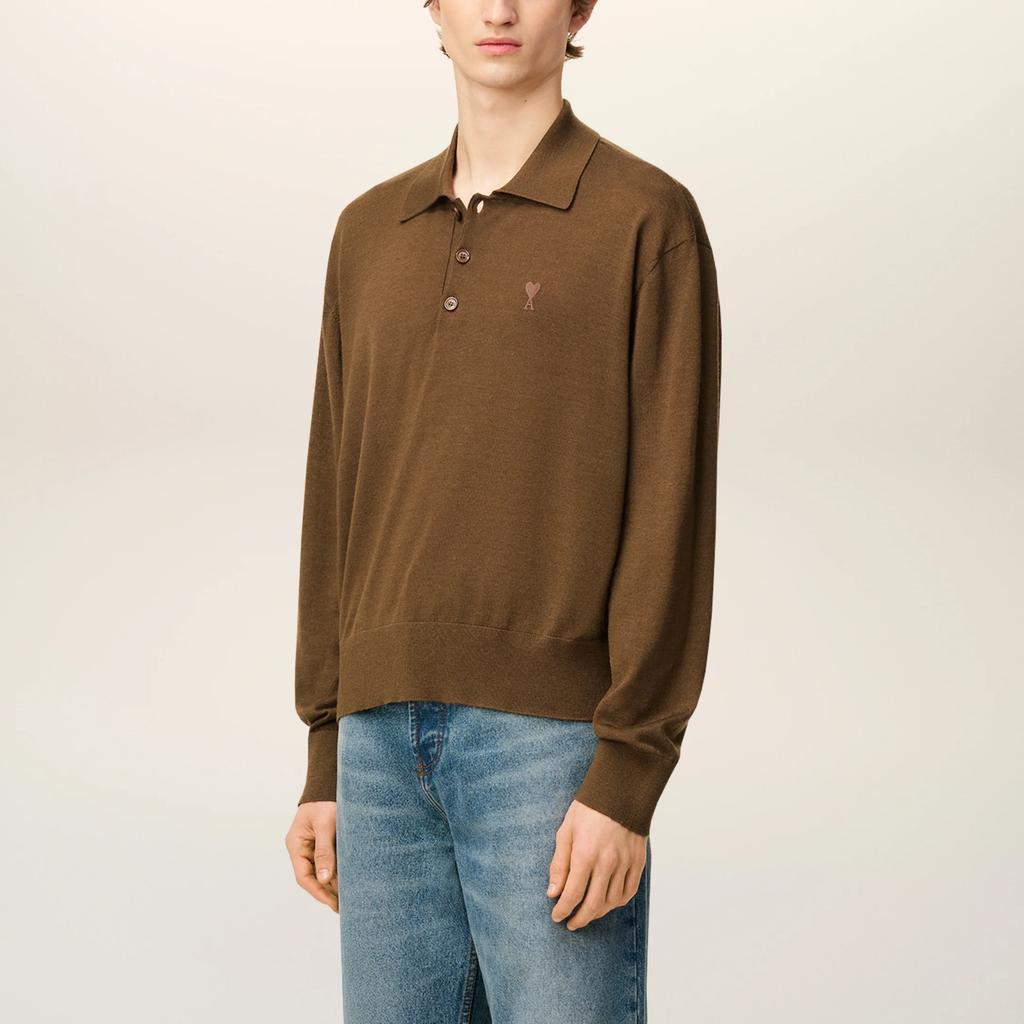 Amiparis Minimalist Casual Loose Long Sleeve Polo Shirt Men tops HPL406KN0066-216