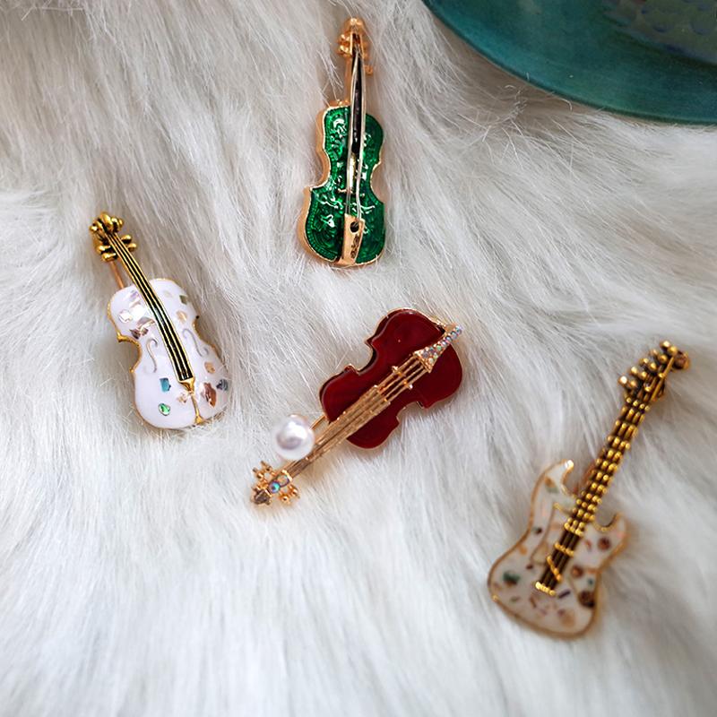 Fashion Musical Instruments Guitar Violin Cello Piano for Women Collar Brooch Cap Backpack Suit Pin