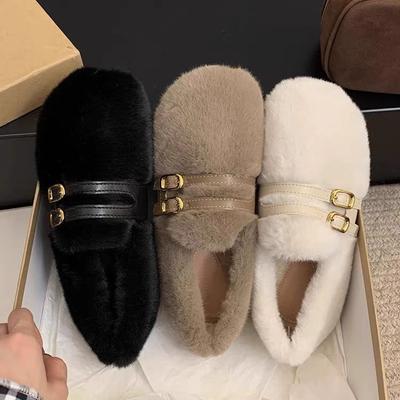 Безумный звездный кластер урнинг~ Туфли Мао Мао для женщин для ношения на улице зимой, одна педаль, толстая подошва, внутренняя высота, бархатные теплые ботинки-бобы