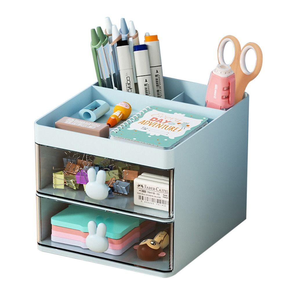 Large Capacity Stationery Holder Pen Holder Desktop Organizer Pen Container Stationery Storage Box