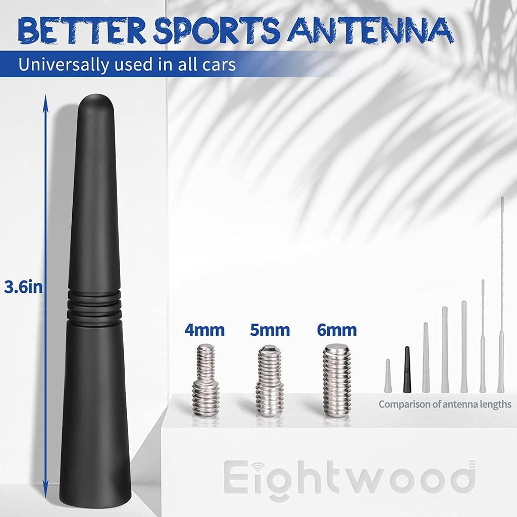 Universal Black 6.5cm Mini Car Antenna Mast with FM/AM and M4/M5/M6 Thread Adapter