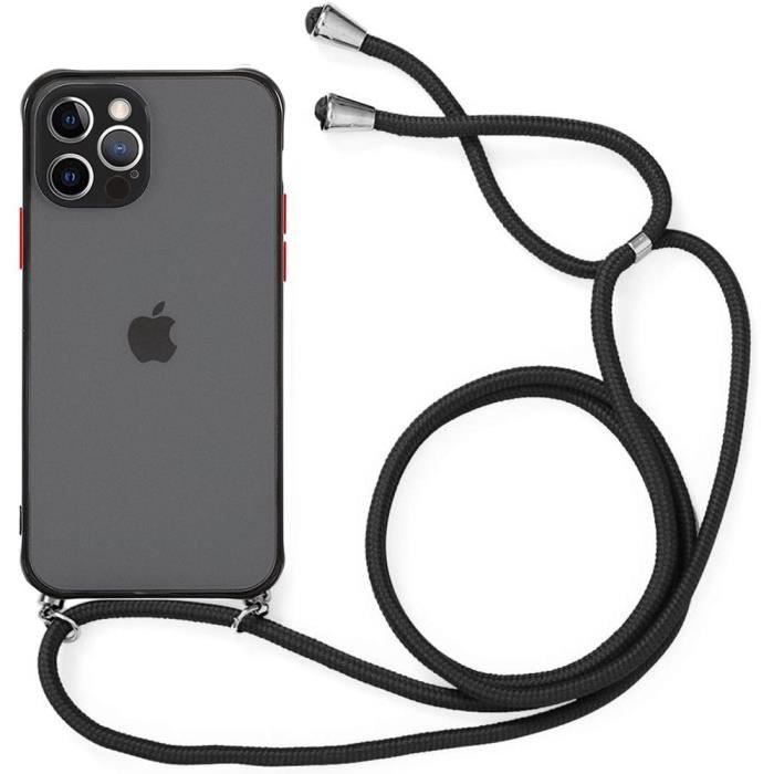 Coque pour iPhone 12 Pro Max - Noir - Semi-Transparente - Protection Anti-choc - Légère - Rigide