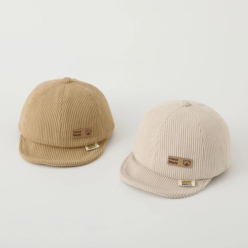 Весенняя вельветовая бейсболка для малышей, мальчиков и девочек, с мягким козырьком, для младенцев и малышей, регулируемая детская кепка с утиным язычком