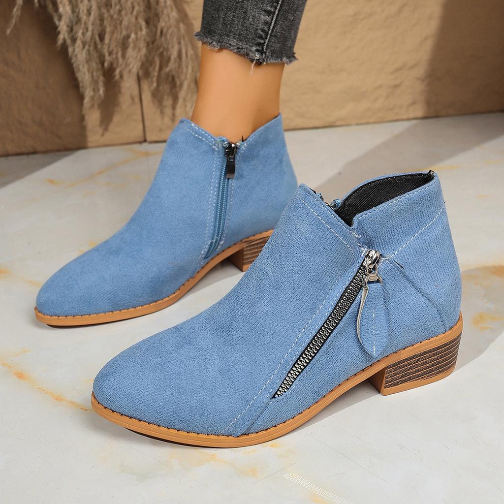 Независимая станция wish женская обувь для внешней торговли новая толстый каблук большой размер женские ботинки замшевые ботинки мартин низкий каблук боковая молния короткие ботинки женские