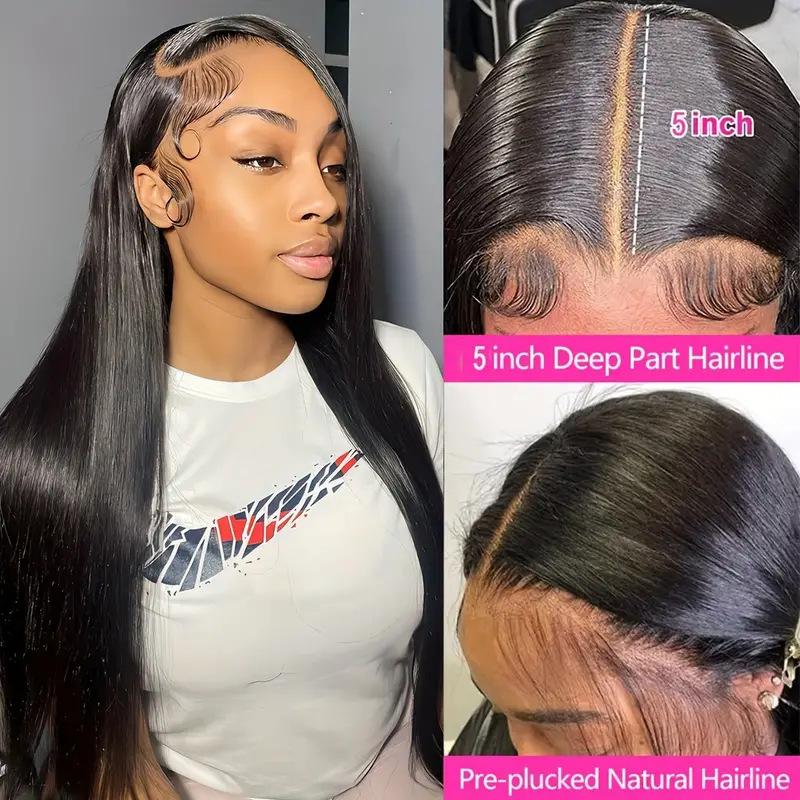 Front lace wig, black medium division long women European and American, fluffy natural fashion full hair set in stock