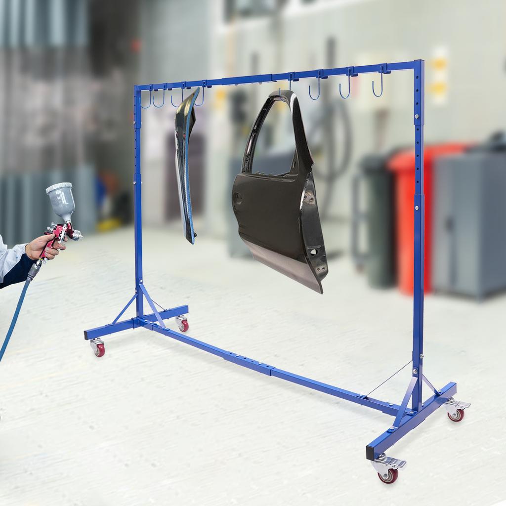 Сверхпрочная стойка для покраски автомобилей 8 крючков регулируемая высота 5-7 футов грузоподъемность 240 фунтов на колесиках для двери автомобиля капота крыла сушилка