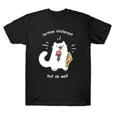 Lactose Intolerant But Oh Well Funny Cat Lover Men's T Shirt Short Sleeve Tee