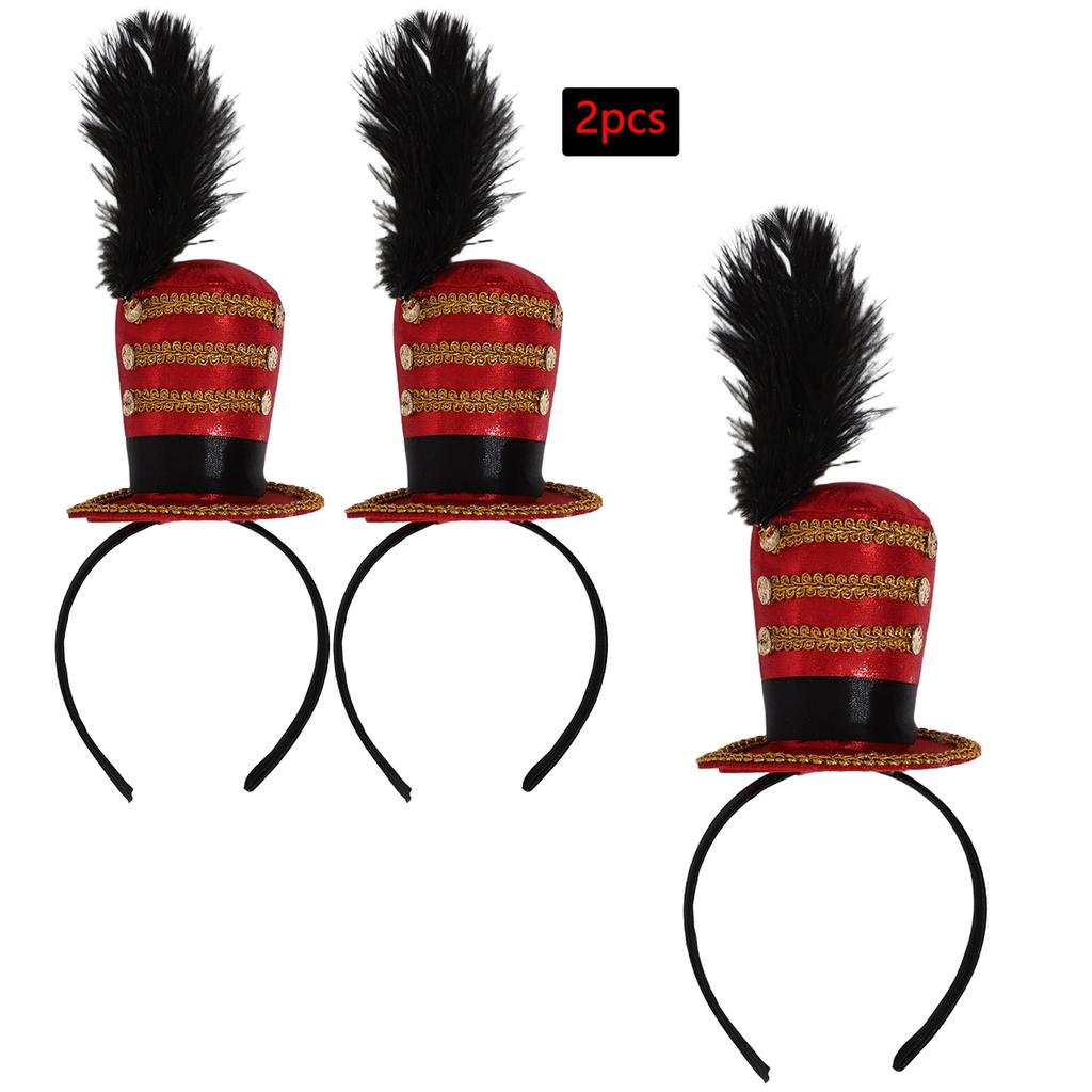 Fascinators Mini Top Headband Sparkling Feather Bow Hat Circus Ringmaster Small Hair Hoop Halloween Carnival Costume Accessory