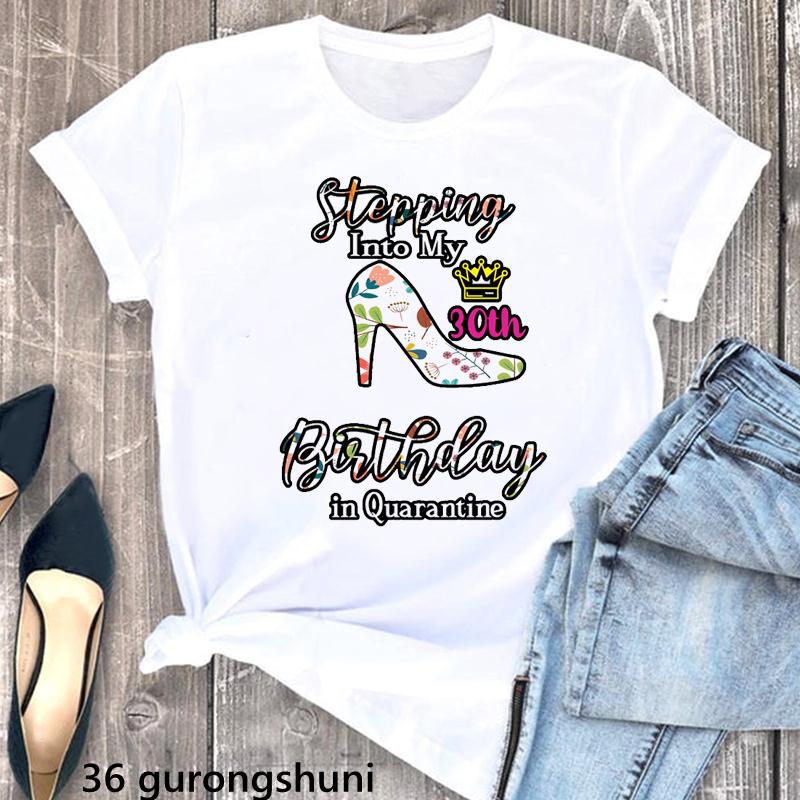 Hello 30 Fabulous Letter Print Tshirt Unisexs Clothing 30th Birthday Gift T Shirt Femme Flowers Rose Tshirt Female Streetwear