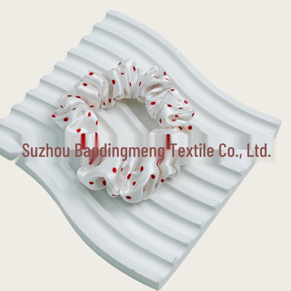 Шелковый резинка-скранчи в корейском стиле в горошек - 100% шелк тутового дерева, доступна в больших, средних и маленьких размерах (19 момми)