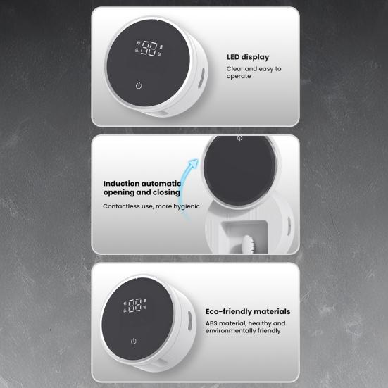 УФ-дезинфицирующее средство для зубных щеток с автоматическим датчиком открытия/закрытия крышки со светодиодным дисплеем, USB-аккумулятором, настенным держателем для электрической зубной щетки для ванной комнаты