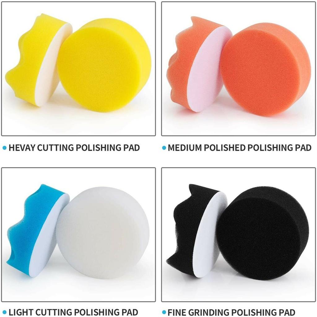 3" Sponge Foam Drill Polishing Cone Ball Pad Kit Bendable Washable Reusable Car Hub Waxing Buffing Wheel Polisher