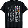 Autism Awareness Dad USA Flag Fathers Day T-Shirt