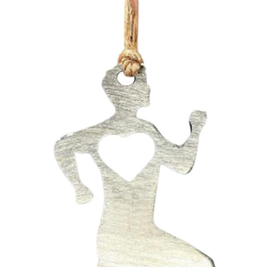 Мужчины Женщины Бегун Снеговик Висячие Украшения Полое Сердце Любви Сверхмощный Металлический Ремесло Бег Мальчик Девочка Орнамент Подвеска Подарок Любителю Спорта