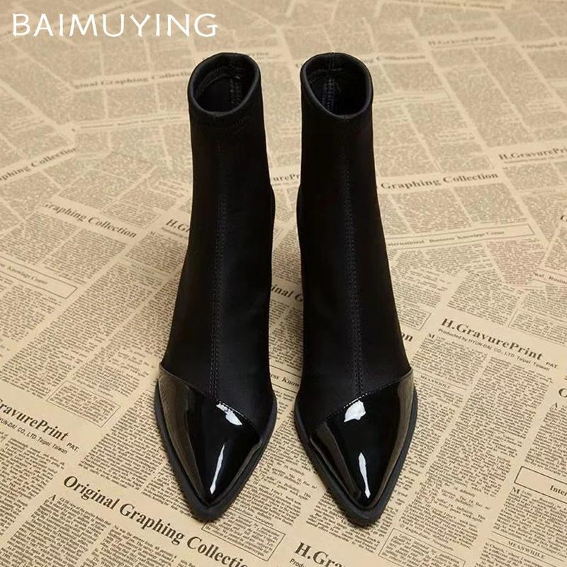 Замшевые массивные женские ботильоны с острым носком, сексуальные туфли на высоком каблуке, новый бренд 2025 года, модные туфли-лодочки в готическом стиле, зимние туфли-лодочки Botas De Mujer