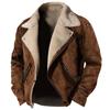 Winter Thick Mens Jacket Men Warm Faux Leather Warm Coats Fashion Turn Down Collar Contrasting Color Man Suede Fur Jacket