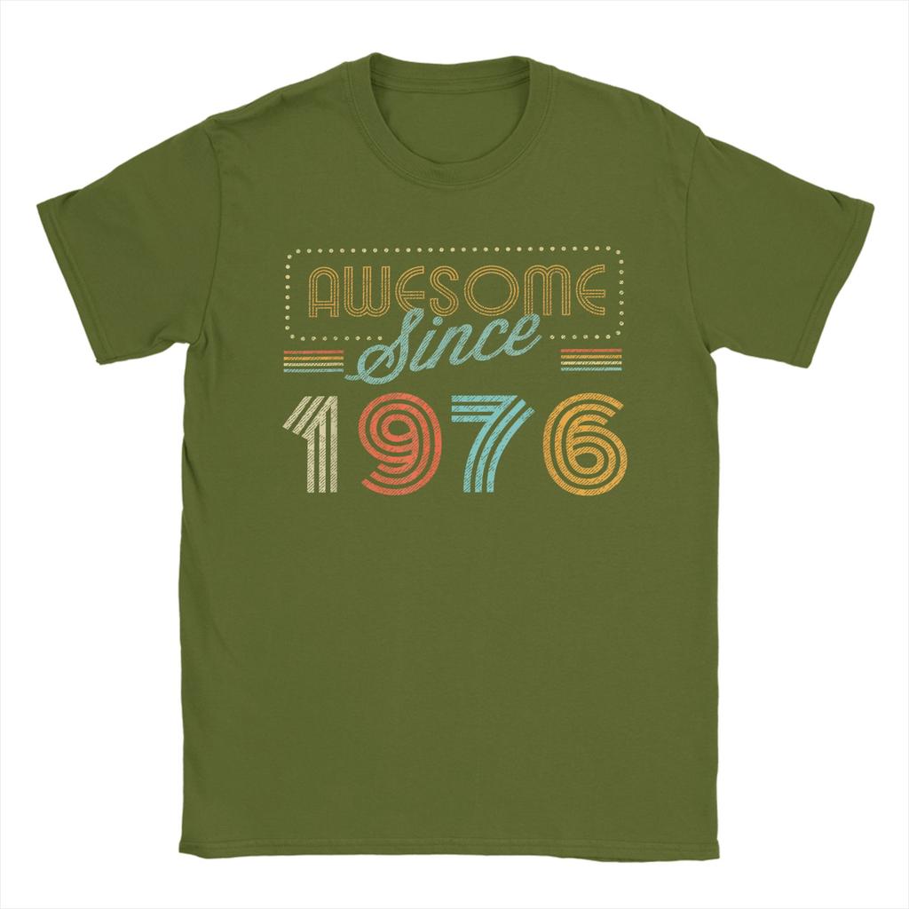Unisexs TShirt Awesome Since 1976 Year of Birth Birthday 100 Cotton Tees Short Sleeve 50 Years Old T Shirts Crewneck Clothes