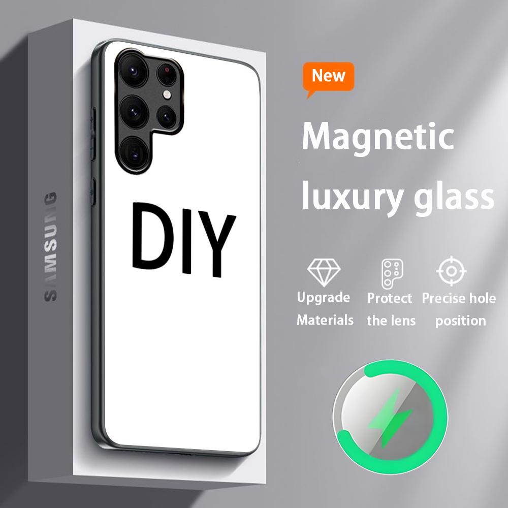 Индивидуальный чехол для телефона своими руками для Samsung S25 S24 S23 S22 S21 S20 Plus Ultra Note20 Стеклянный магнитный чехол
