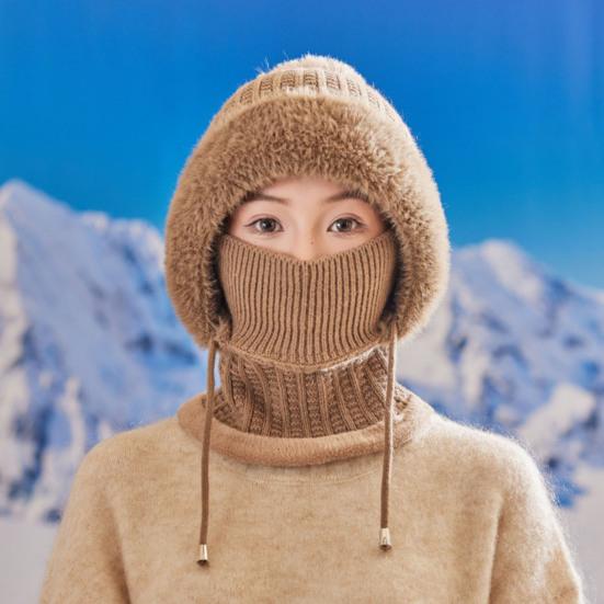 Вязаная шапка женская ветрозащитная утепленная конструкция мягкая флисовая подкладка 3-в-1 зимняя теплая шапка для приключений на открытом воздухе катания на лыжах пеших походов головной убор