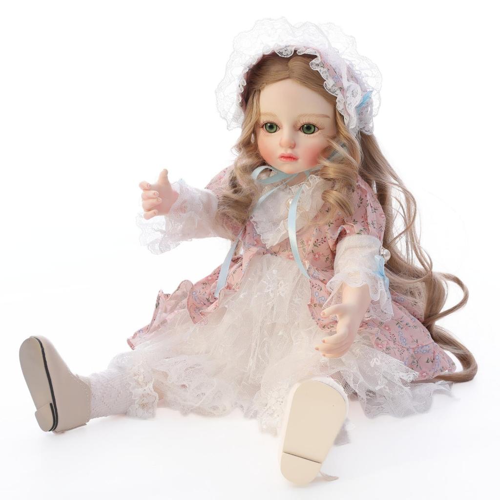 Очаровательная виниловая кукла Cloveray с красивым париком, дисплеем, коллекционный подарок для девочек и любителей кукол, 18 дюймов, шляпа/повязка на голову, ручная роспись и подставка, (имя