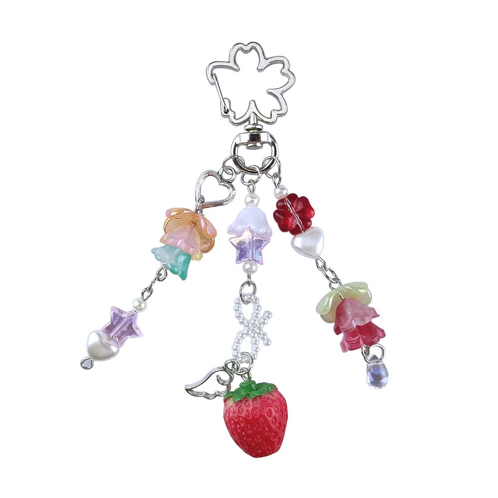 Lightweight Sweet Cute Strawberry Keychain Cellphone Charm Lanyard Lovely Fruits Bag Chain for Girls Aesthetic Jewelry Props