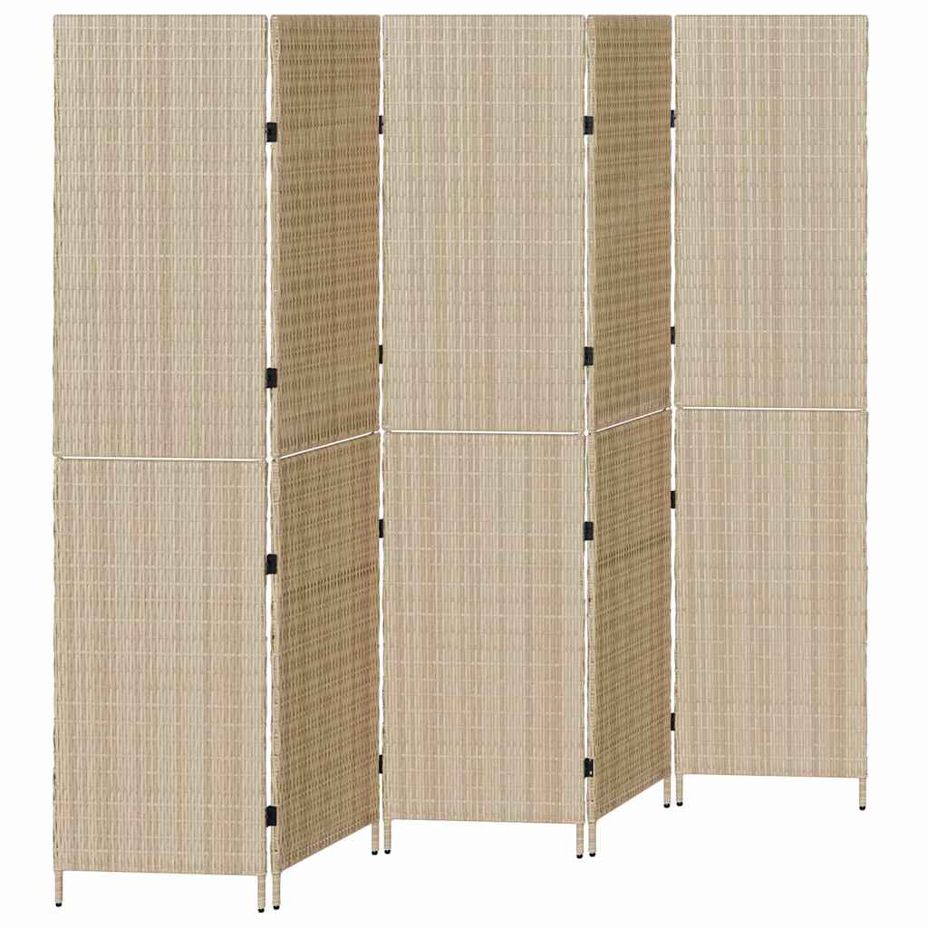 Room Divider Beige 242 x 180 cm Poly Rattan