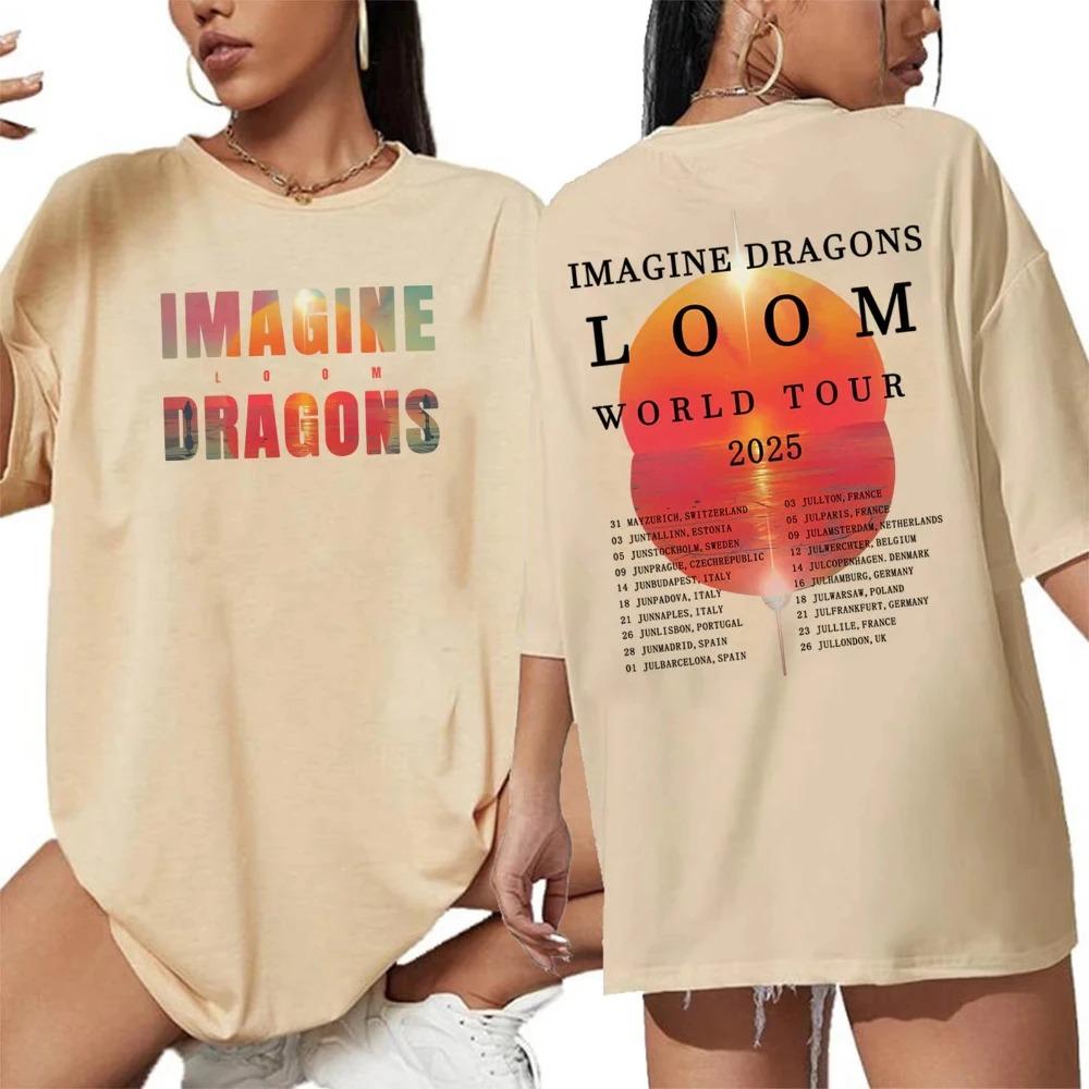 Imagine Dragons Тур Loom 2026 Женская Мужская Летняя Футболка Оверсайз Рубашка Мода для Девочек Y2K Женская Хлопковая Футболка Уличная Одежда
