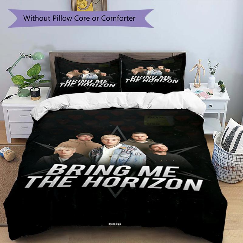 3pcs Duvet Cover Set (1*Duvet Cover + 2*Pillowcase, Without Core), Bring Me the Horizon Print Bedding Set, Bedroom Decor, All‑Season, Birthday Gift