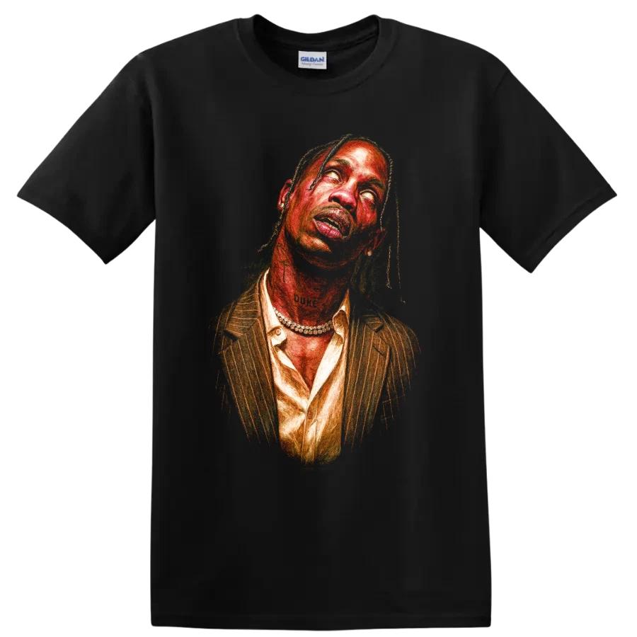 Travis Scott Abstract Art Print Hip Hop Portrait T Shirt Music Style Tee