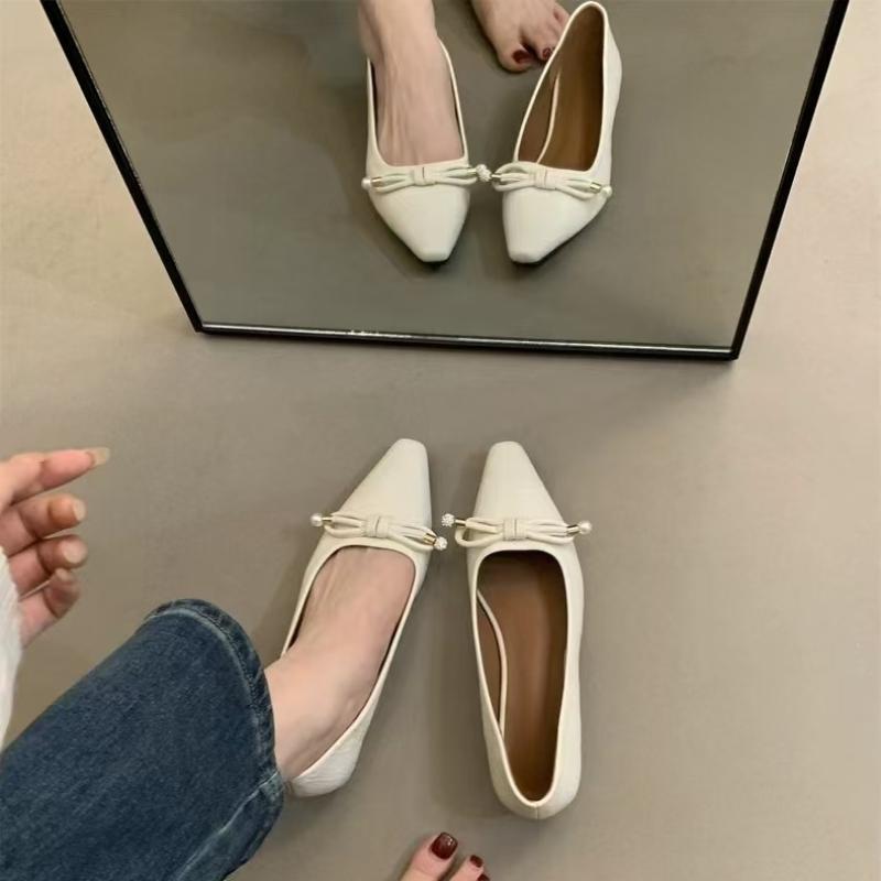 Spring/Autumn New Pointed Bow Lightweight Women's Casual Shoes Fashion Comfortable Non-slip Daily Light Mouth Flat Shoes